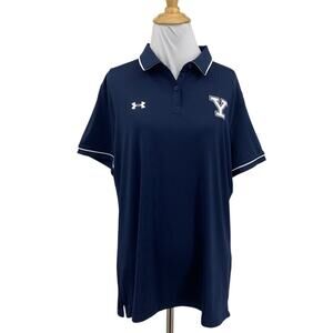 Yale Bulldogs Shirt Womens L Large Navy Team Tipped Loose Polo Under Armour